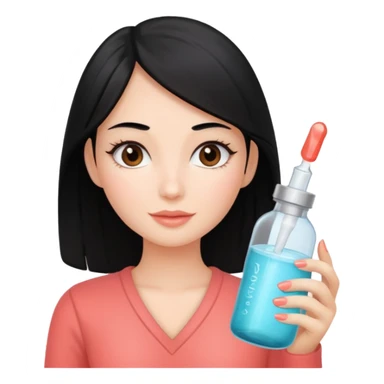 Дівчина з чорним волоссям тримає пляшечку колагену Coral Club sticker