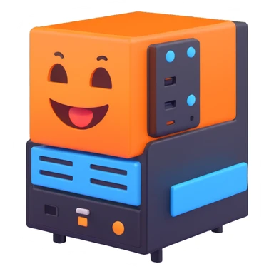 3D emoji style server, classic rackmount with blue accents sticker