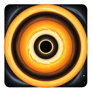 a realistic black hole with an orange accretion disk. sticker