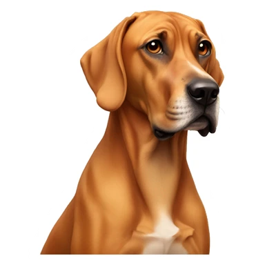 white man with long rainbow colored hair and twisted mustache next to a brown rhodesian ridgeback sticker
