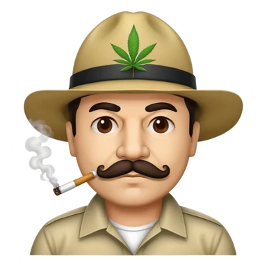 El Chapo drug lord with mustache smoking marijuana sticker