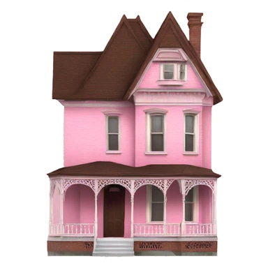 pink victorian house with brown roof sticker