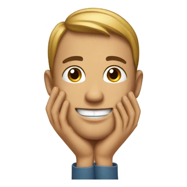 Emoji with feet up hands on chin and smiling sticker