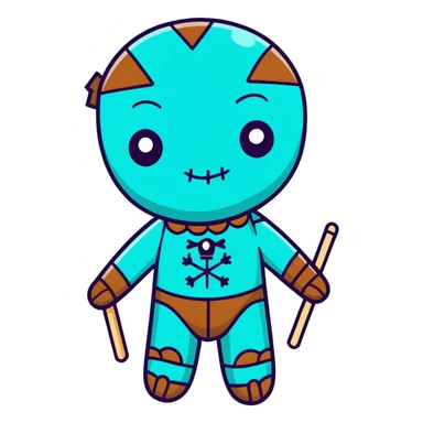 teal and orange voodoo doll sticker