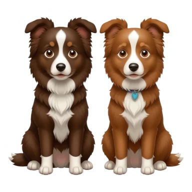 Two brown border collie sitting  sticker