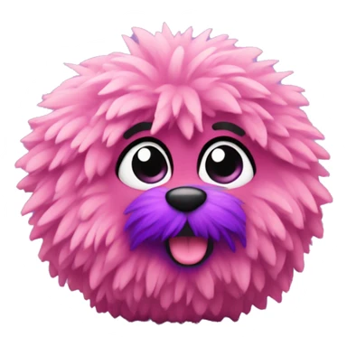 pink and purple pom emoji laying on the ground, no humans sticker