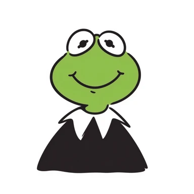 Kermit the Frog, green frog with a collar, cheerful expression sticker