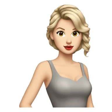 Taylor swift with a gray dress, hair in high ponytail sticker