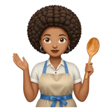 Mujer curvy afro, con vestimenta cómoda y delantal sticker