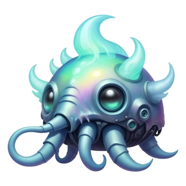 Apocalyptic dystopian foggy steamy iridescent aesthetic-scenery-Fakémon-creature sticker