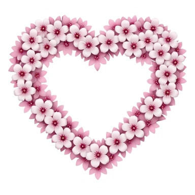 goth sakura heart, heart made of white sakura petals with pink accents sticker
