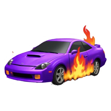 Purple Toyota celica on fire sticker