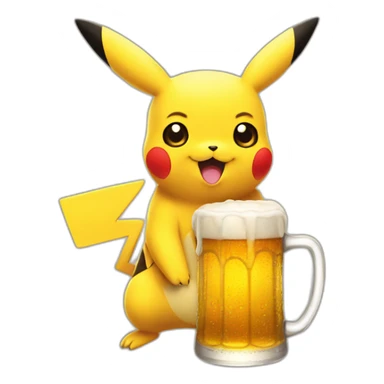 Pikachu with a beer sticker