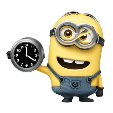 A minion pointing at the clock clearly annoyed about waiting for someone  sticker