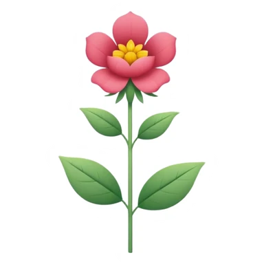 Minimalistic flat vector icon, iOS style, thin black contour on white background. Single flower with leaves, symbolizing floristry. Clean, elegant, no text, no shadows.
 sticker