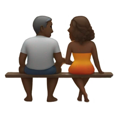 a man and women watching sunset in a beach sticker