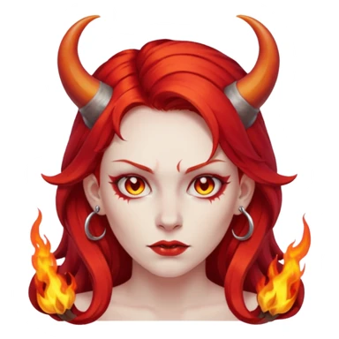 fire hair deamon woman sticker