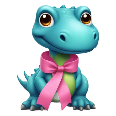 Dinosaur with pink ribbon sticker