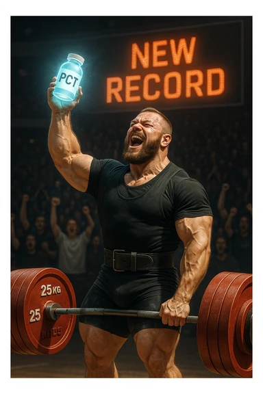 Powerlifter in gara che fa record grazie alla sua "PCT" sticker