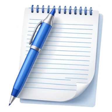 Close-up of a blue pen or pencil writing notes on a piece of paper. Minimalist, modern style, focusing on the writing action with clean lines sticker