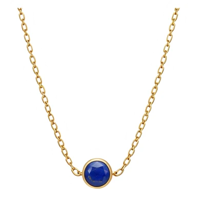 delicate floating gold chain with a raw lapis lazuli stone, glowing faintly sticker
