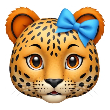 leopard with blue bow sticker