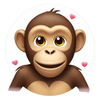 a monkey smiling with hearts around his head sticker