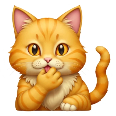 gato amarelo a lamber a pata sticker