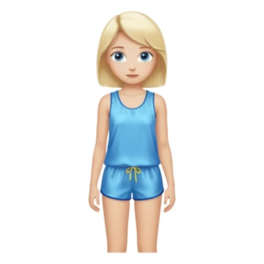 Blonde blue eyed pretty girl full body with silk pajama tank top and shorts  sticker