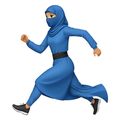 person in a blue niqab, running, side view sticker
