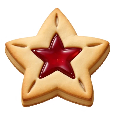 Linzer cookies with a red jam center shaped like a star and still round for eyes. sticker