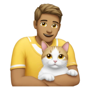 A cat with yellow and white loves his owner sticker