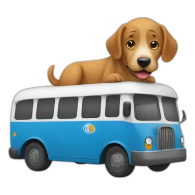 Un chien sur un bus sticker