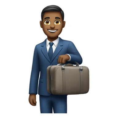 Male flight attendant smiling with baggage  sticker