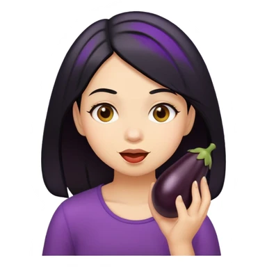 girl eating eggplant light skin black hair sticker