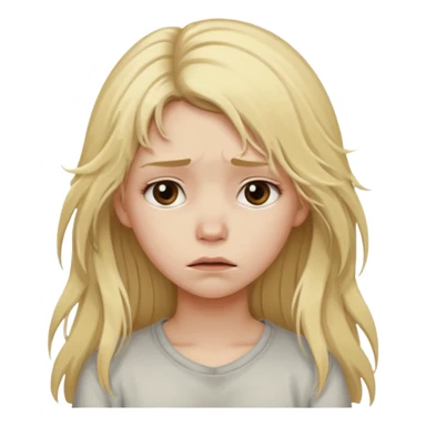 blonde girl, with long messy hair, and sad look sticker