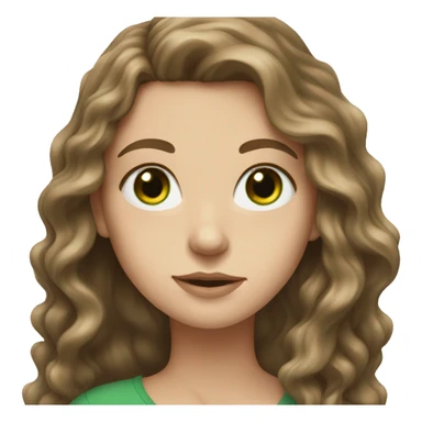 White girl with green eyes and long brown wavy hair sticker