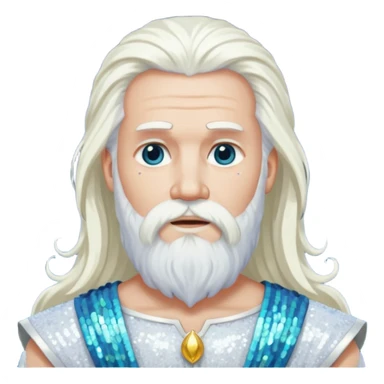 Uranus, God of Sky from Gods and Goddesses with long white hair and beard, white sequin outfit sticker