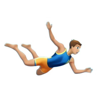 The background features rugged cliffs, clear blue water, and a bright sky, emphasizing the excitement and danger of the sport with a sense of freedom and adventure. A diver mid-air, plunging from a high cliff into the sparkling ocean below.  sticker