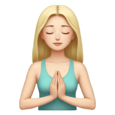 The figure of a bright woman in meditation (simple, abstract), closed eyes, palms are folded in front of the chest sticker