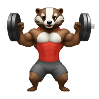 badger with muscles lifting weights sticker