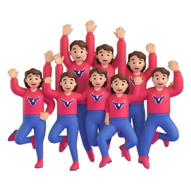 Texans with big smiles and celebratory poses, simple background sticker