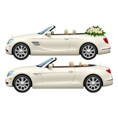 Luxury convertible car with wedding decorations, in profile sticker