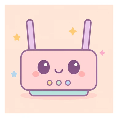 cute router with a friendly face, soft colors, adorable and friendly appearance, kawaii style sticker