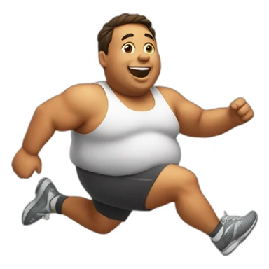 fat guy running sticker