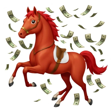red horse agressive running money greeting below sticker