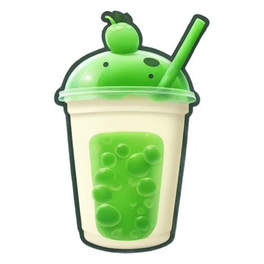 Green bubble tea with lid sticker