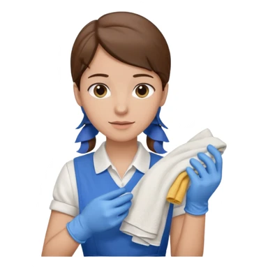Cleaner + blue gloves + rag, Cafe staff. sticker