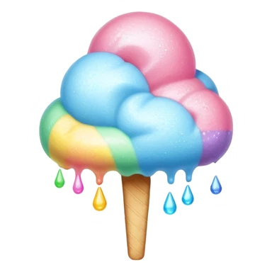 Rainbow cotton candy with glossy, dewy surface and reflective sugar crystals sticker