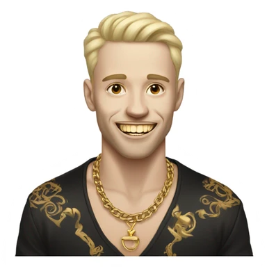 Pale skinned man with gold teeth with tattoos on his face sticker